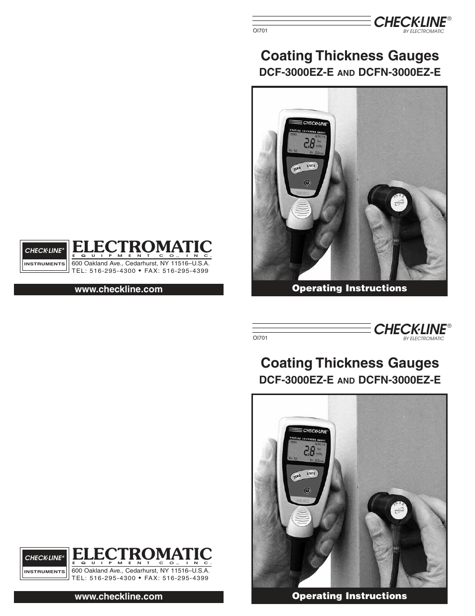 Electromatic, Check, Line | Coating thickness gauges, Dcf-3000ez-e, Dcfn-3000ez-e | Checkline 3000EZ-E Series User Manual | Page 9 / 9