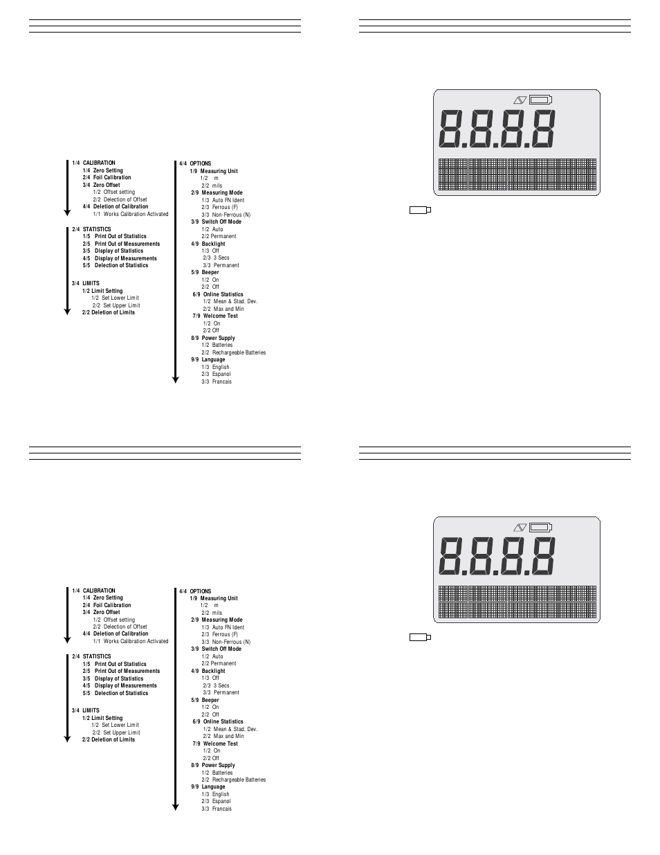 Mils, Μmm mm, Zero er non- non- ferr ferr | Callim it lim it | Checkline 3000FX Series User Manual | Page 3 / 15