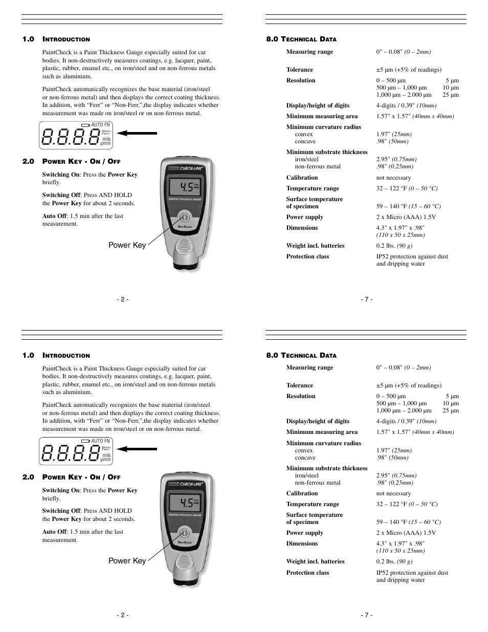 Checkline PaintCheck User Manual | Page 2 / 5