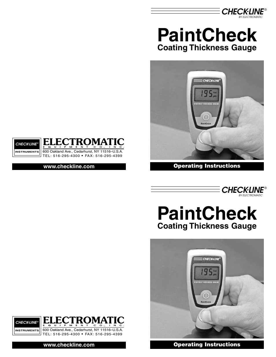 Paintcheck, Electromatic, Check | Line, Coating thickness gauge | Checkline PaintCheck User Manual | Page 5 / 5