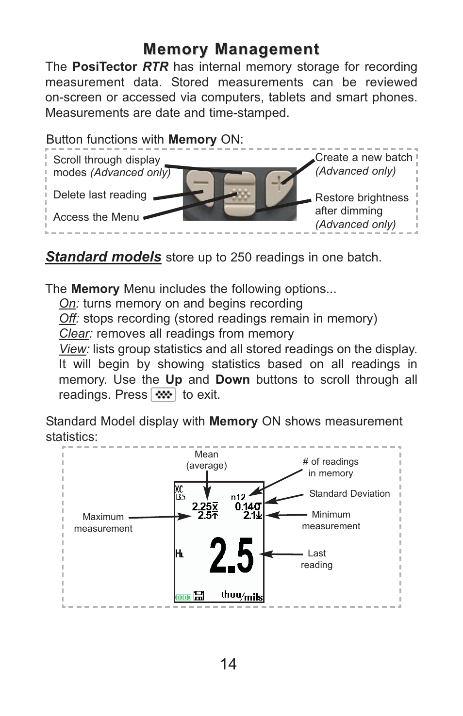 Standard models | Checkline PT-RTR User Manual | Page 17 / 35