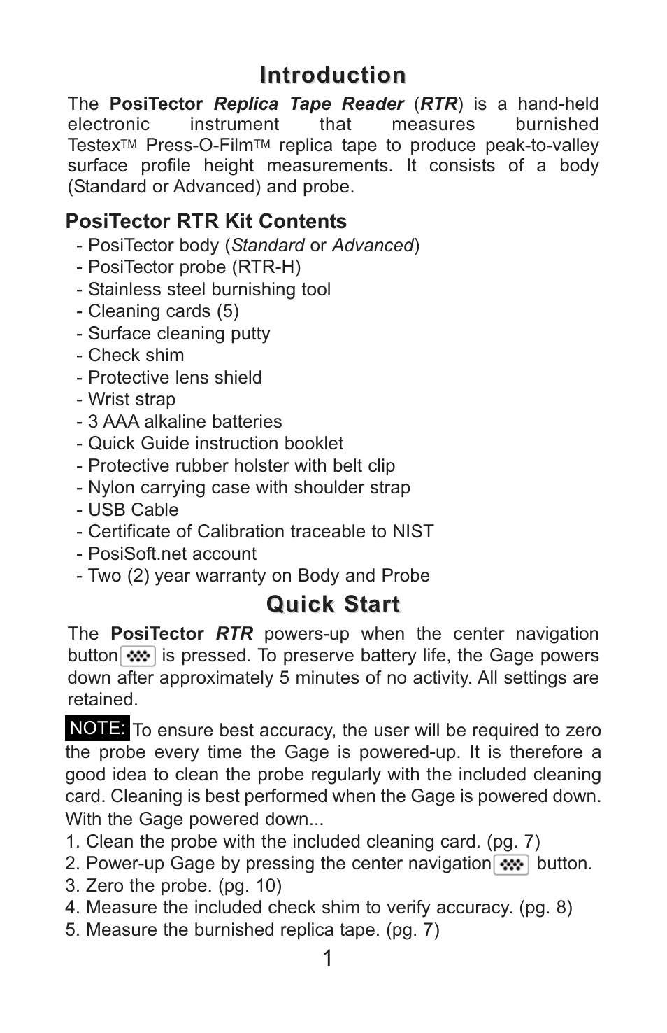 1introduction introduction, Quick start | Checkline PT-RTR User Manual | Page 4 / 35