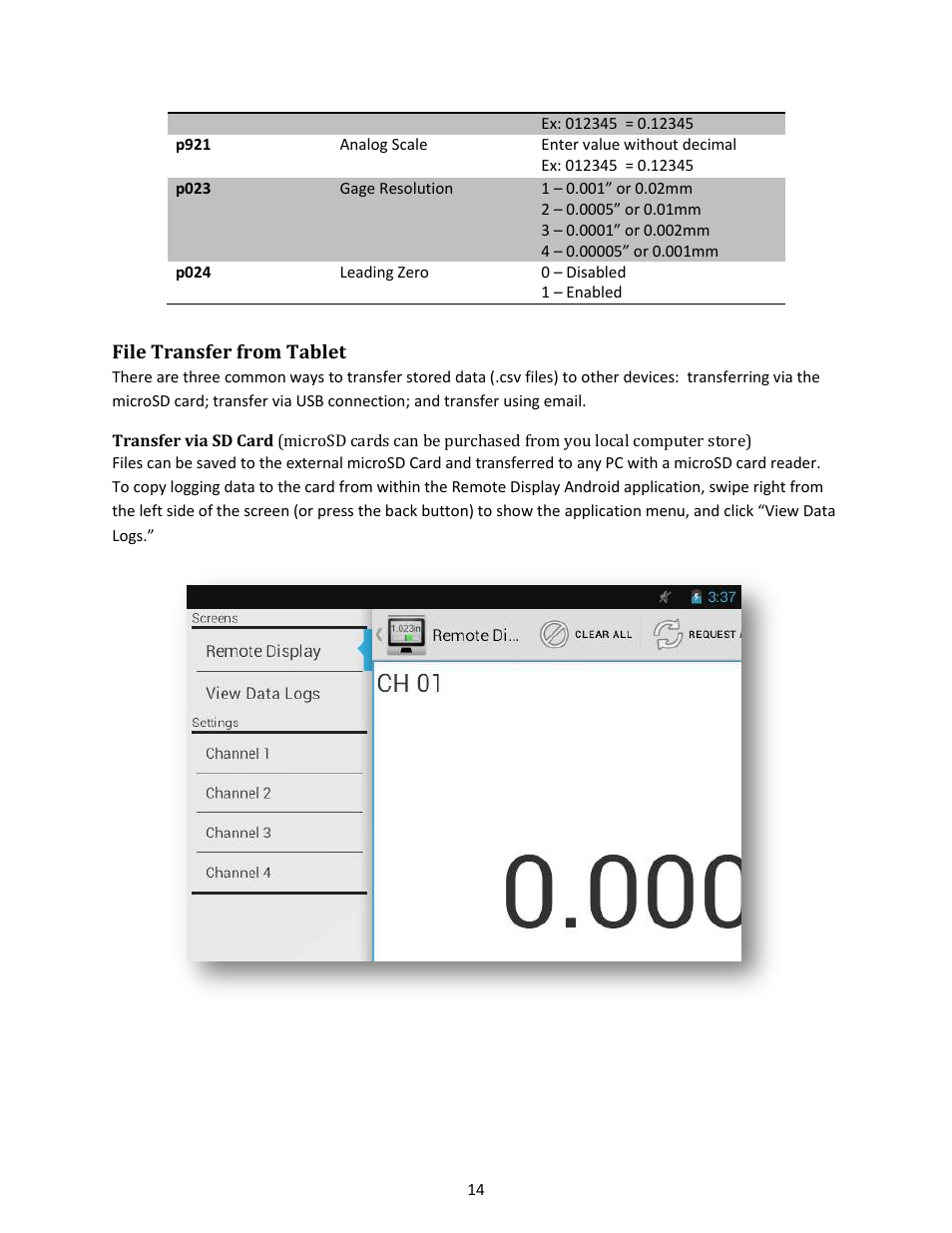 File transfer from tablet | Checkline EMS4 User Manual | Page 14 / 27