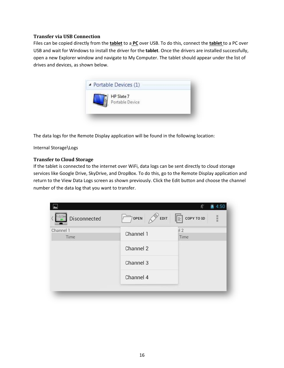 Transfer via usb connection, Transfer to cloud storage | Checkline EMS4 User Manual | Page 16 / 27