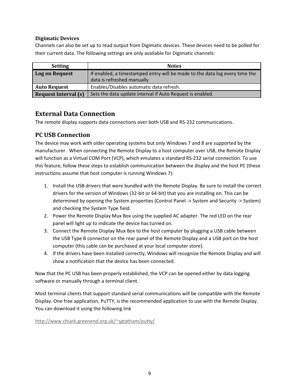 Digimatic devices, External data connection, Pc usb connection | Checkline EMS4 User Manual | Page 9 / 27