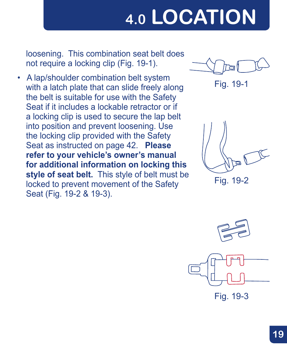 Location | Baby Trend Flex-Loc Infnat Car Seat CSO190AD809 User Manual | Page 19 / 52