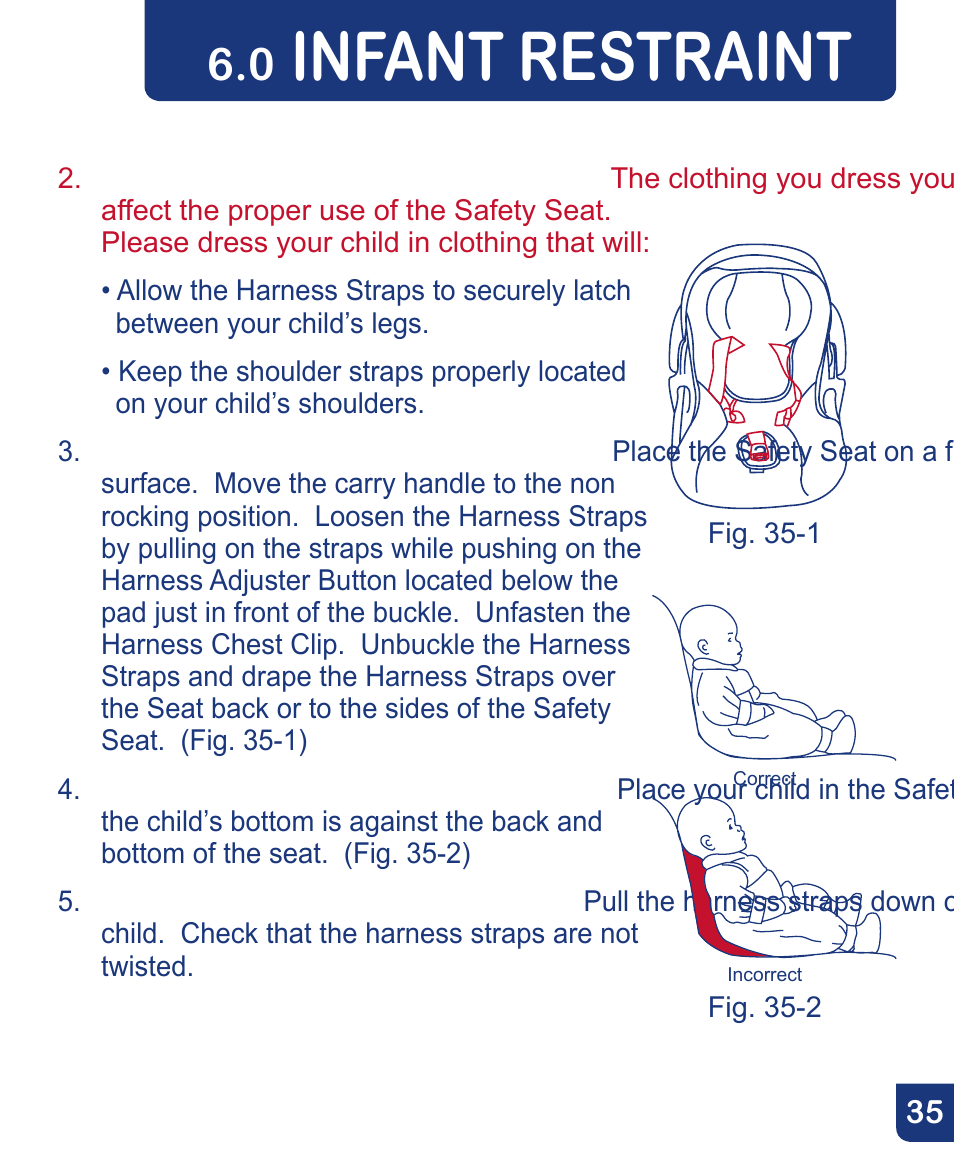 Infant restraint | Baby Trend Flex-Loc Infnat Car Seat CSO190AD809 User Manual | Page 35 / 52