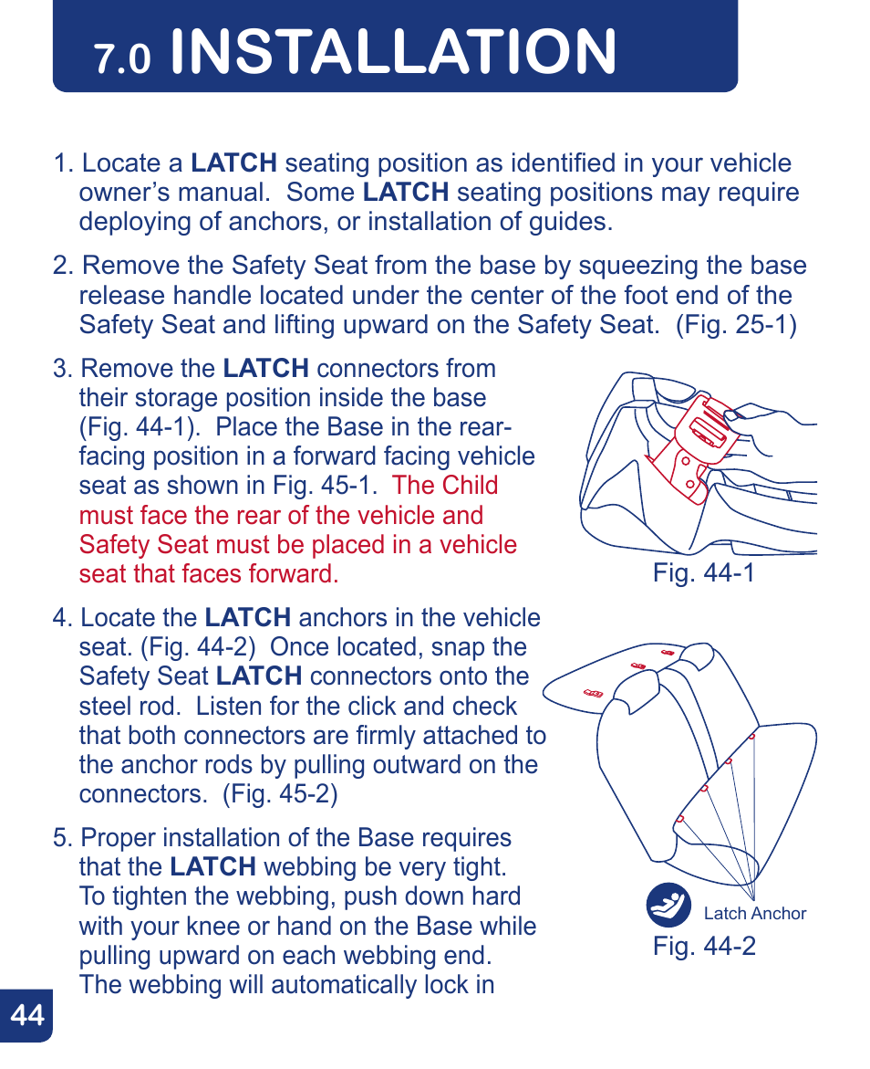 Installation | Baby Trend Flex-Loc Infnat Car Seat CSO190AD809 User Manual | Page 44 / 52