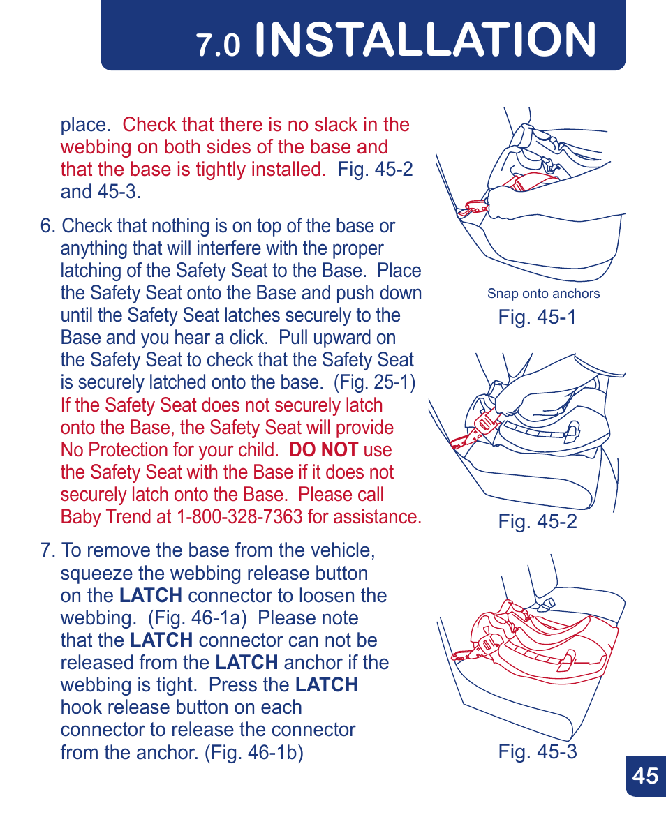 Installation | Baby Trend Flex-Loc Infnat Car Seat CSO190AD809 User Manual | Page 45 / 52