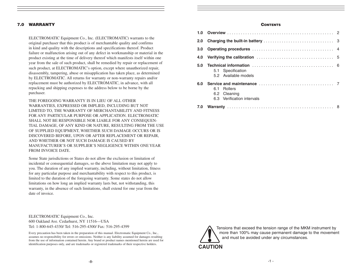 Checkline MKM User Manual | 5 pages