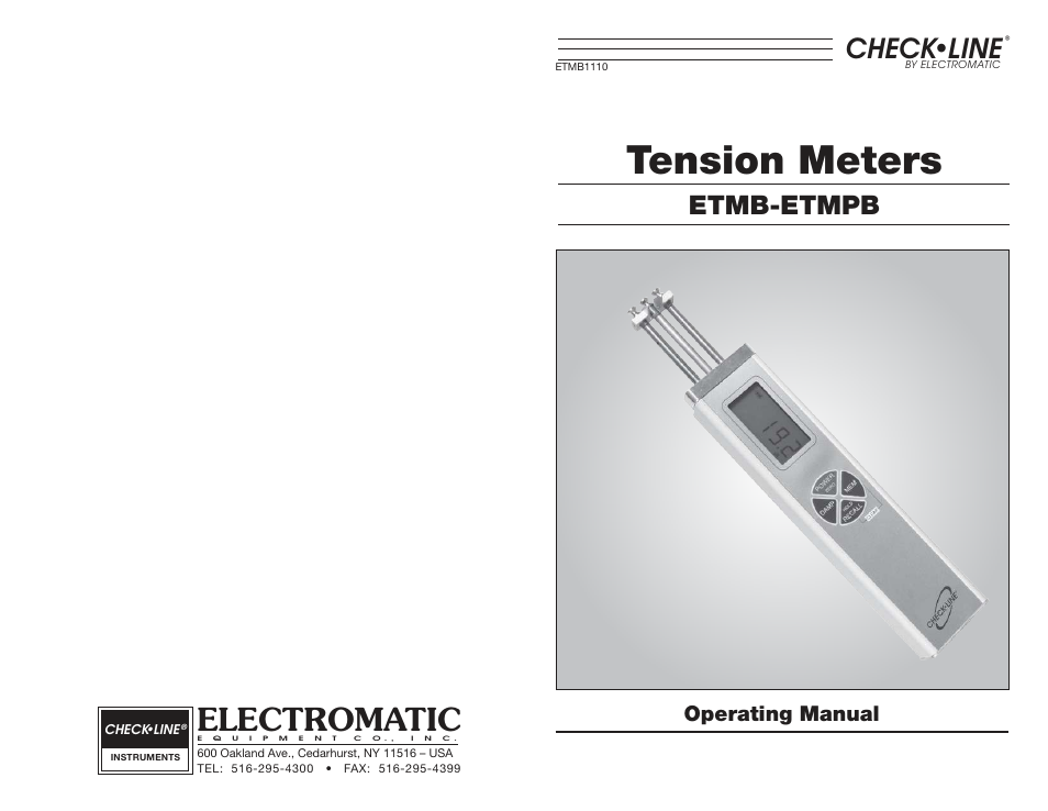 Tension meters, Electromatic, Check•line | Etmb-etmpb | Checkline ETMPB User Manual | Page 11 / 11