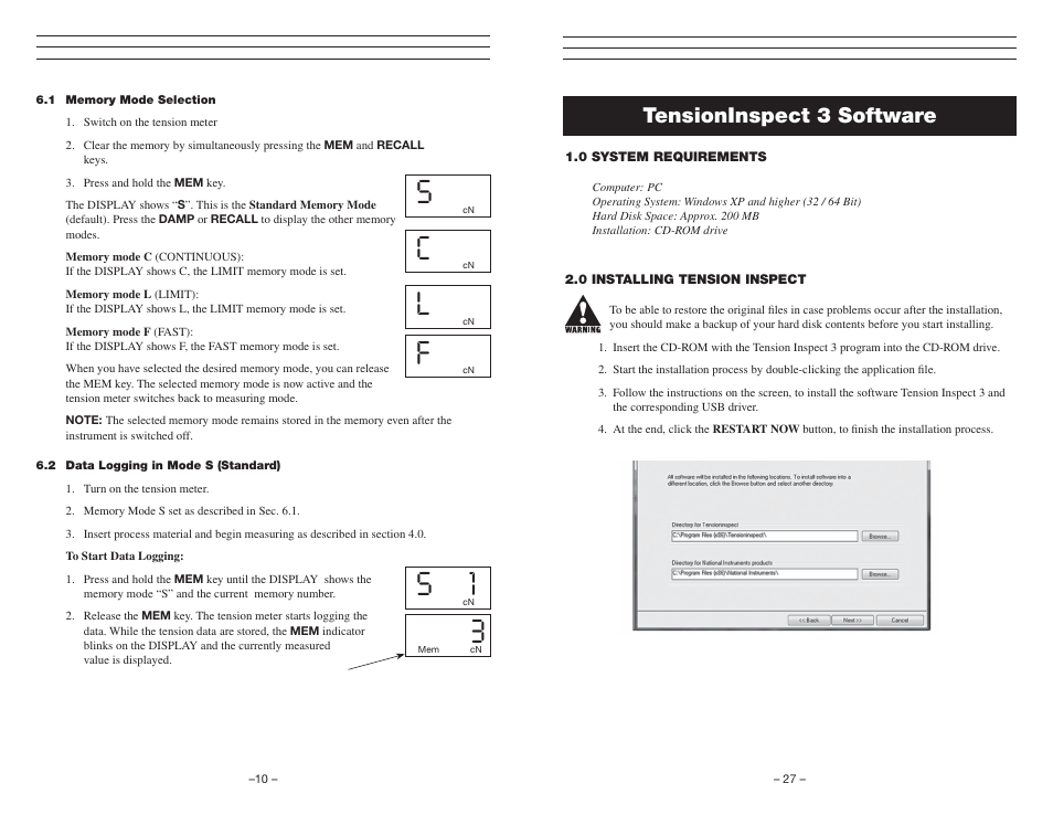 Tensioninspect 3 software | Checkline ETMPX User Manual | Page 10 / 19
