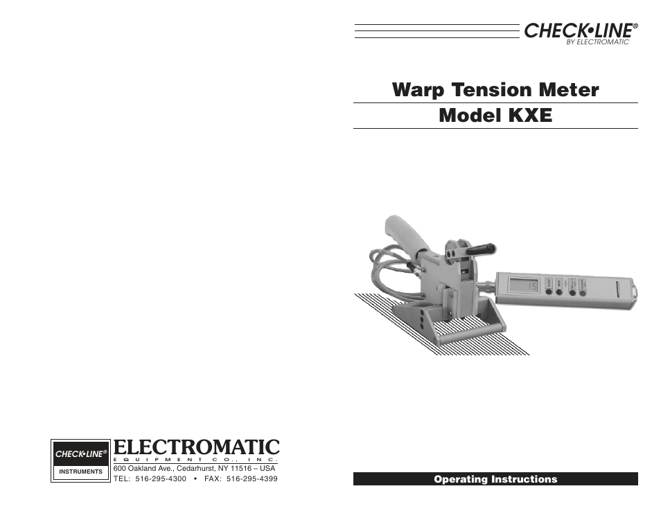 Electromatic, Check•line, Warp tension meter model kxe | Checkline KXE User Manual | Page 15 / 15