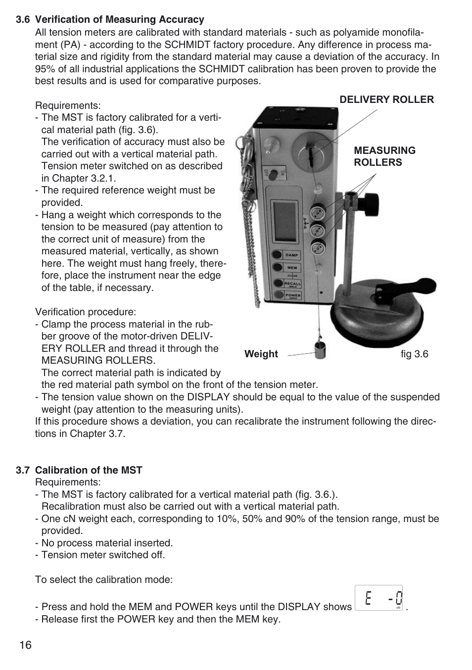 6 verification of measuring accuracy, 7 calibration of the mst, E - 0 | Checkline MST User Manual | Page 16 / 24