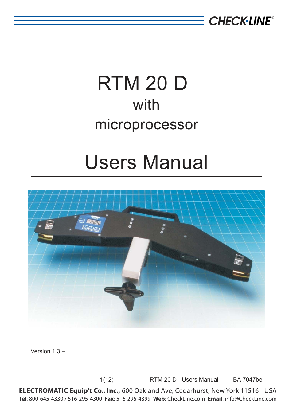 Checkline RTM 20D User Manual | 13 pages