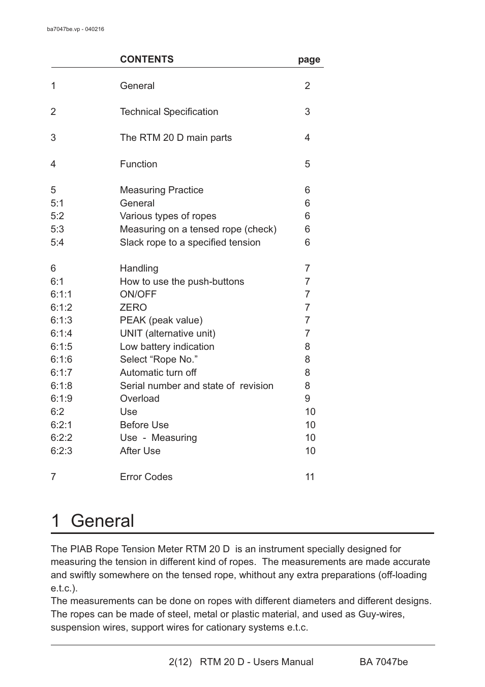 1 general | Checkline RTM 20D User Manual | Page 3 / 13