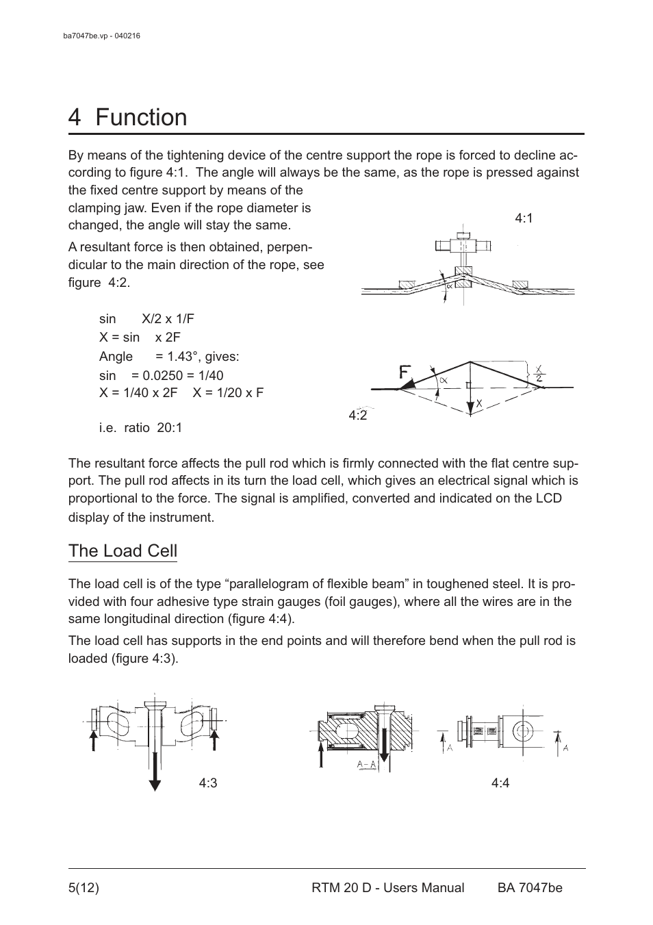 4 function, The load cell | Checkline RTM 20D User Manual | Page 6 / 13