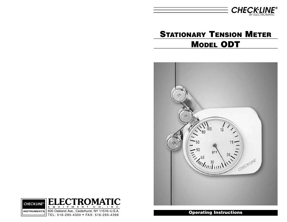 Electromatic, Check, Line | Tationary, Ension, Eter, Odel | Checkline ODT User Manual | Page 5 / 5