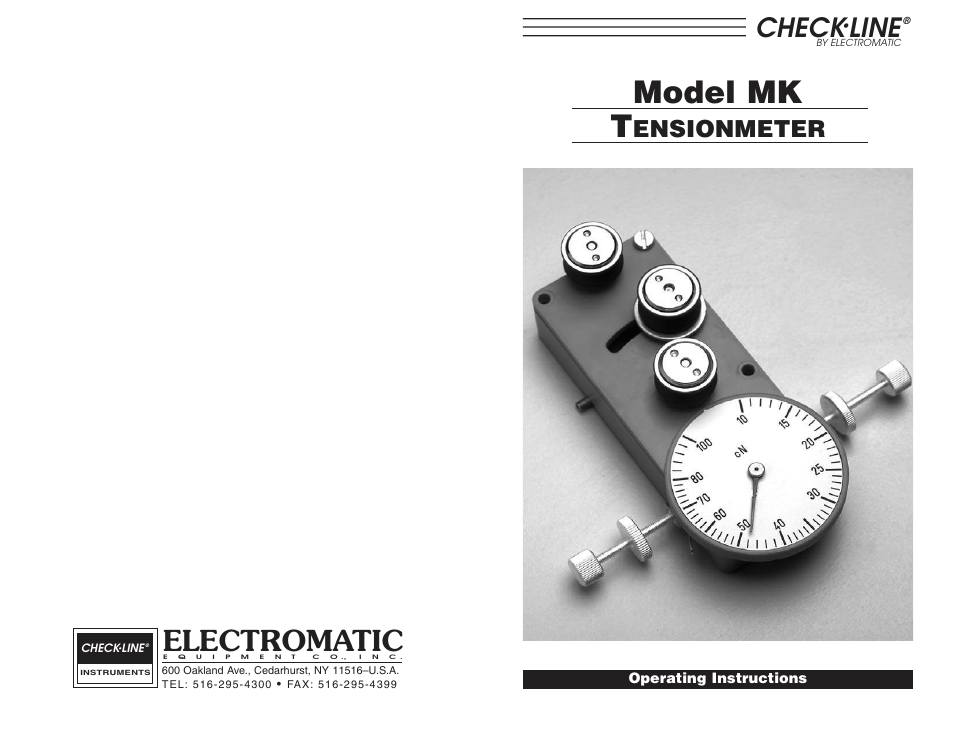Model mk t, Electromatic, Check | Line, Ensionmeter | Checkline MK User Manual | Page 5 / 5