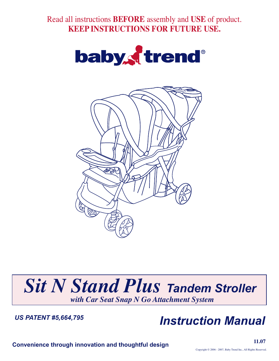 Baby Trend Sit n Stand Plus 11.07 User Manual | 9 pages