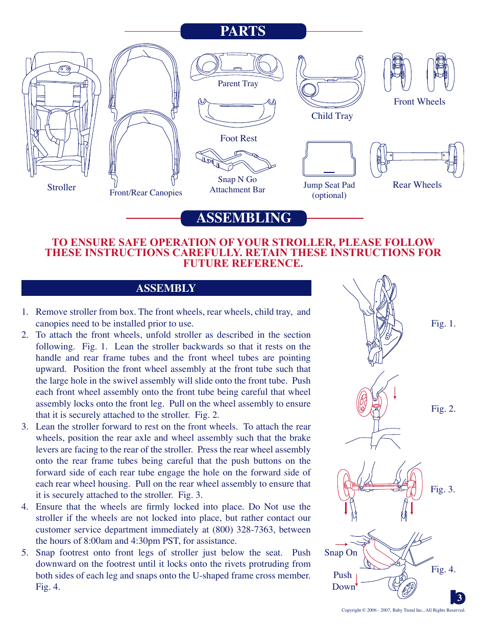Parts assembling | Baby Trend Sit n Stand Plus 11.07 User Manual | Page 3 / 9