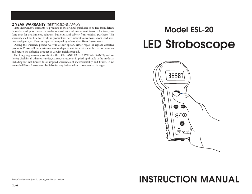 Checkline ESL-20 User Manual | 4 pages