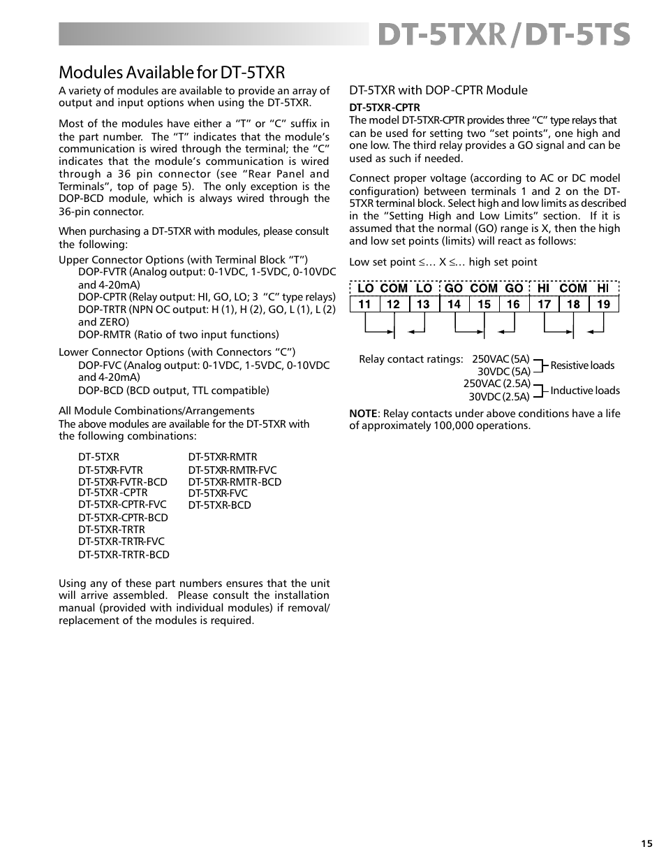 Modules available for dt-5txr | Checkline DT-5TS User Manual | Page 15 / 20