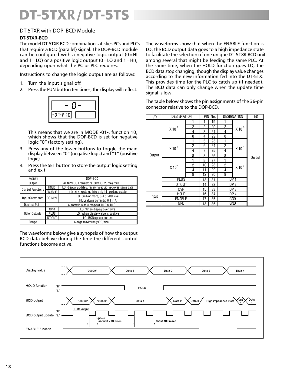 Dt-5txr with dop-bcd module | Checkline DT-5TS User Manual | Page 18 / 20