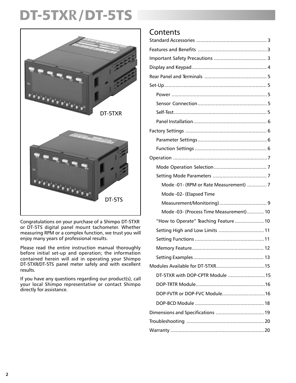 Checkline DT-5TS User Manual | Page 2 / 20