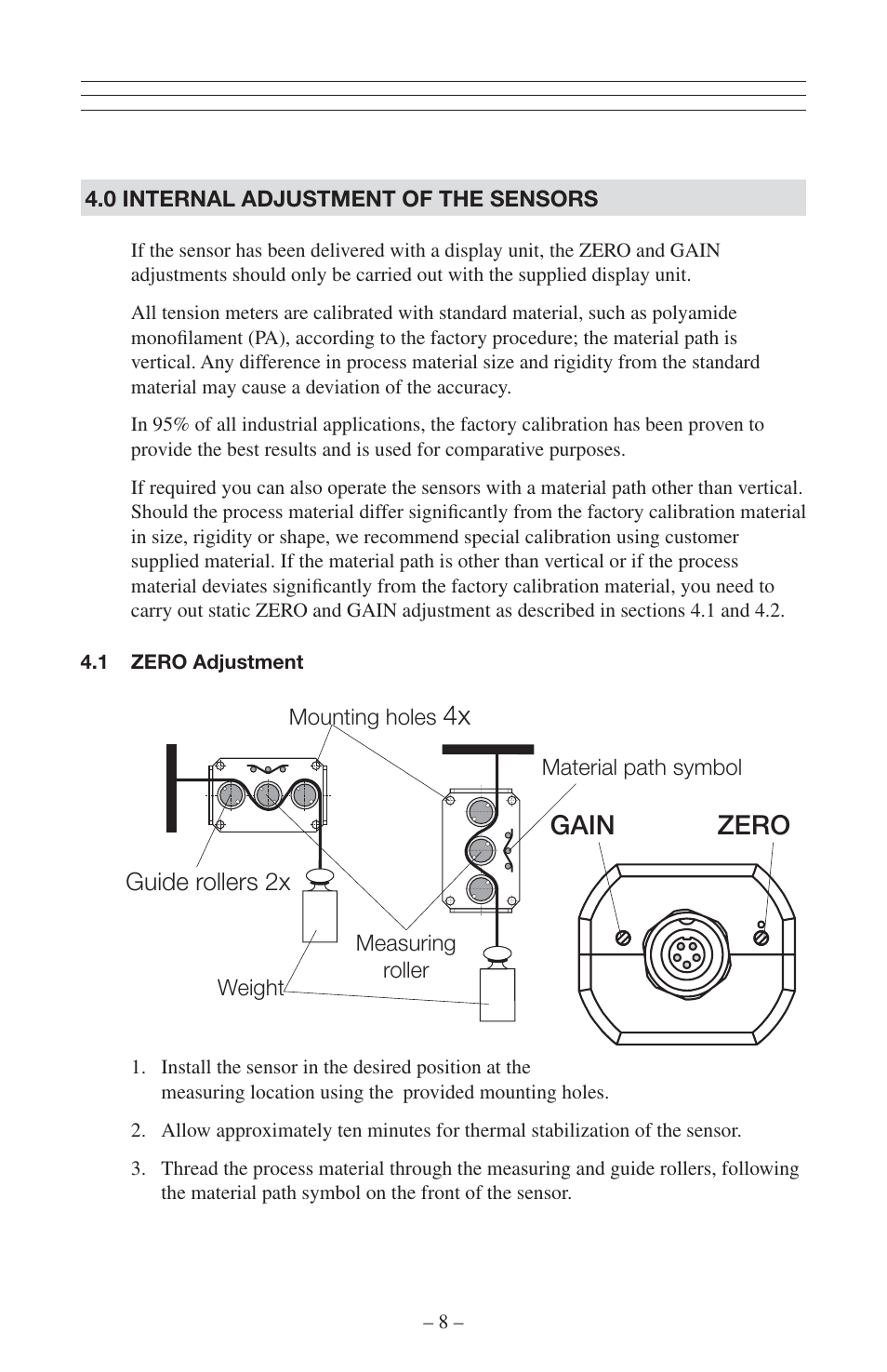 Zero gain | Checkline TS2P User Manual | Page 9 / 15