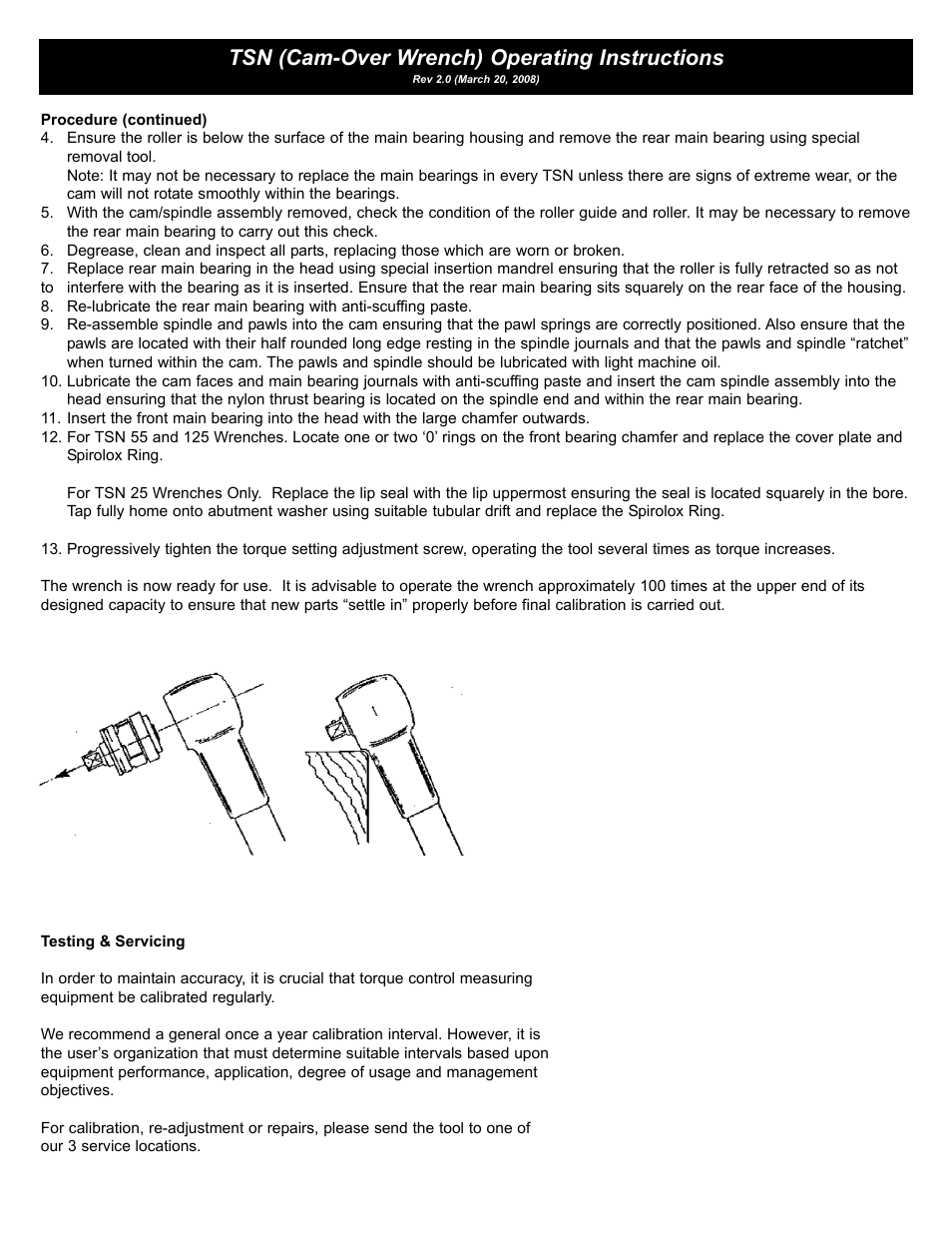 Tsn (cam-over wrench) operating instructions | Checkline TSN User Manual | Page 3 / 3