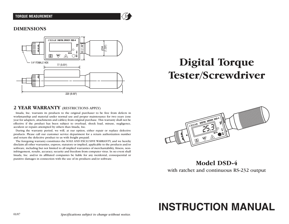 Checkline DSD-4 User Manual | 4 pages