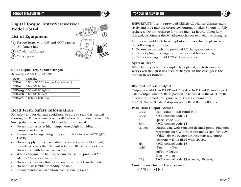 Read first: safety information | Checkline DSD-4 User Manual | Page 2 / 4