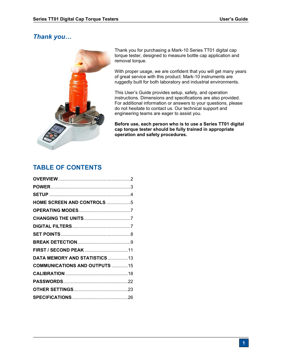 Checkline CAP-TT01 User Manual | Page 2 / 28