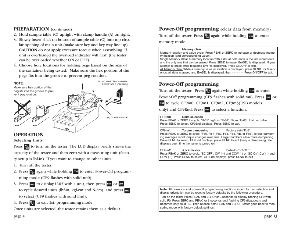 Power-off programming, Preparation, Operation | Checkline DTX2 User Manual | Page 4 / 8