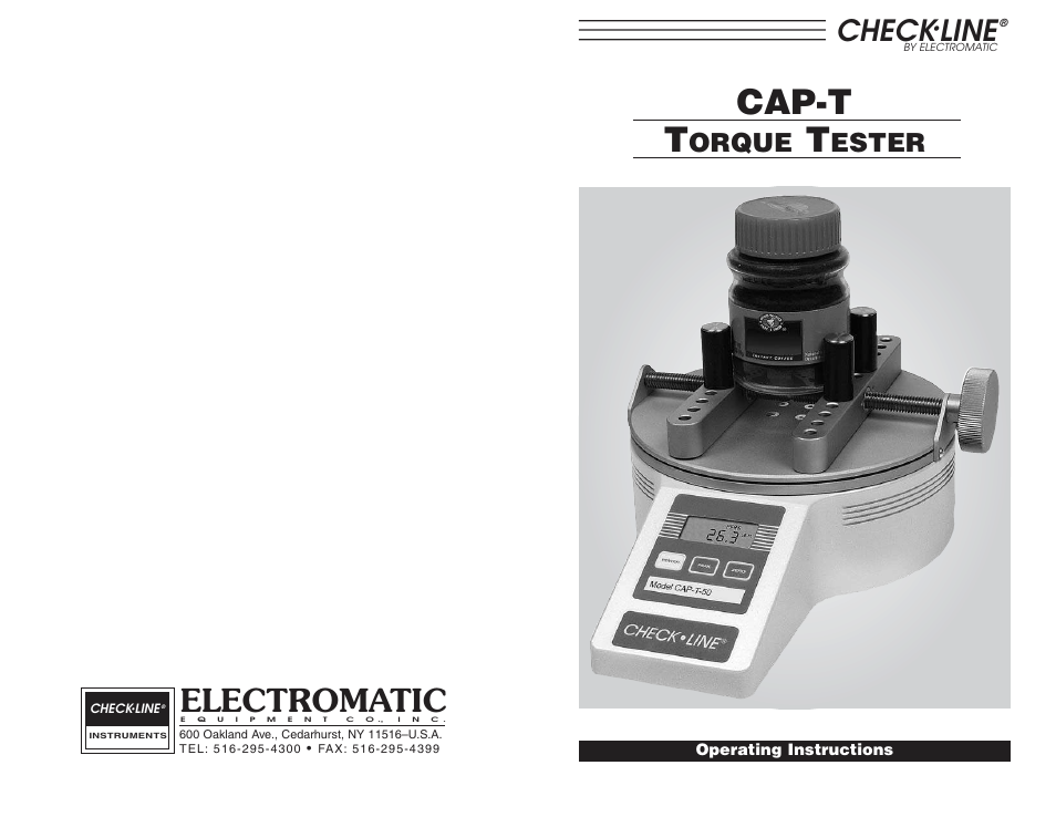 Cap-t t, Electromatic, Check | Line, Orque, Ester | Checkline CAP-T User Manual | Page 7 / 7