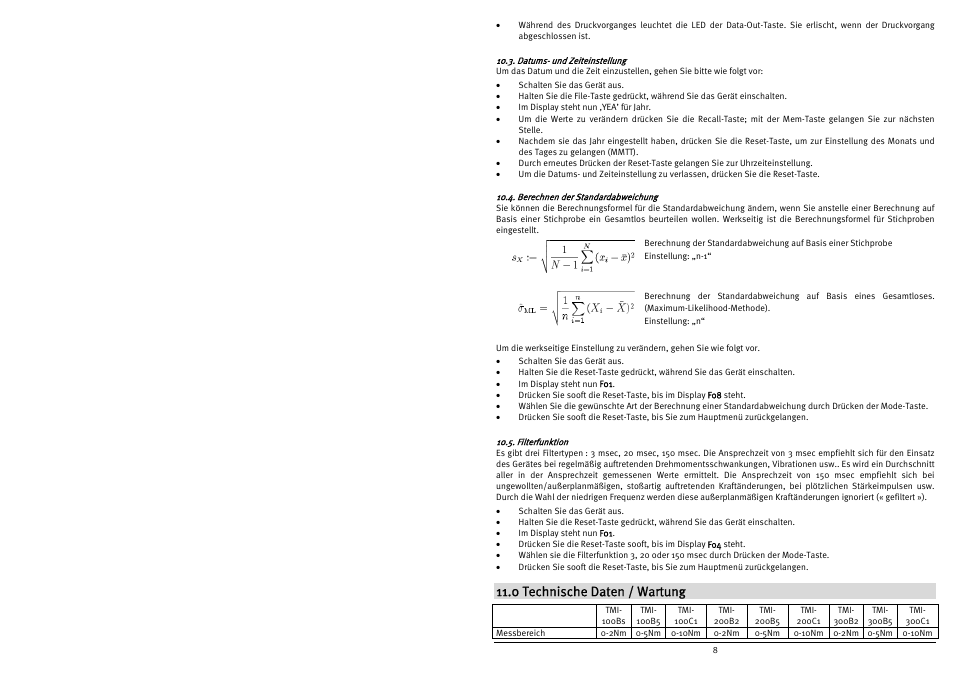 0 technische daten / wartung | Checkline TMI-300 User Manual | Page 10 / 56