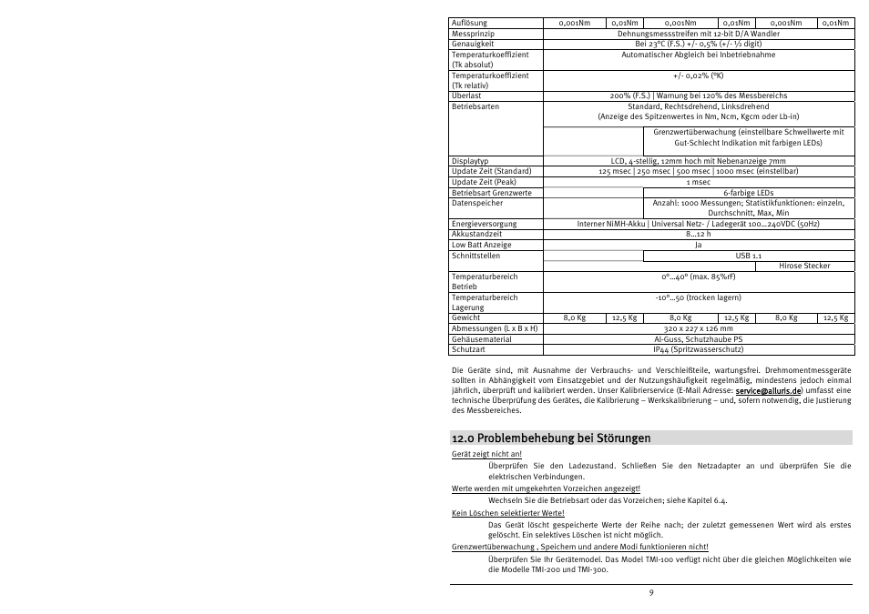 0 problembehebung bei störungen | Checkline TMI-300 User Manual | Page 11 / 56