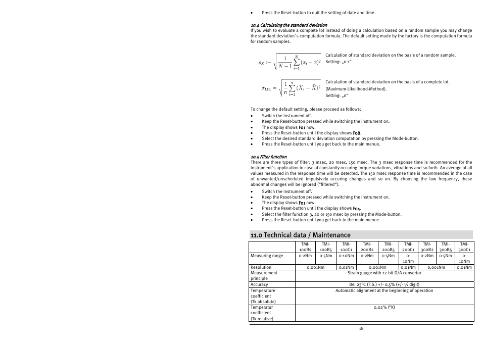 0 technical data / maintenance | Checkline TMI-300 User Manual | Page 20 / 56