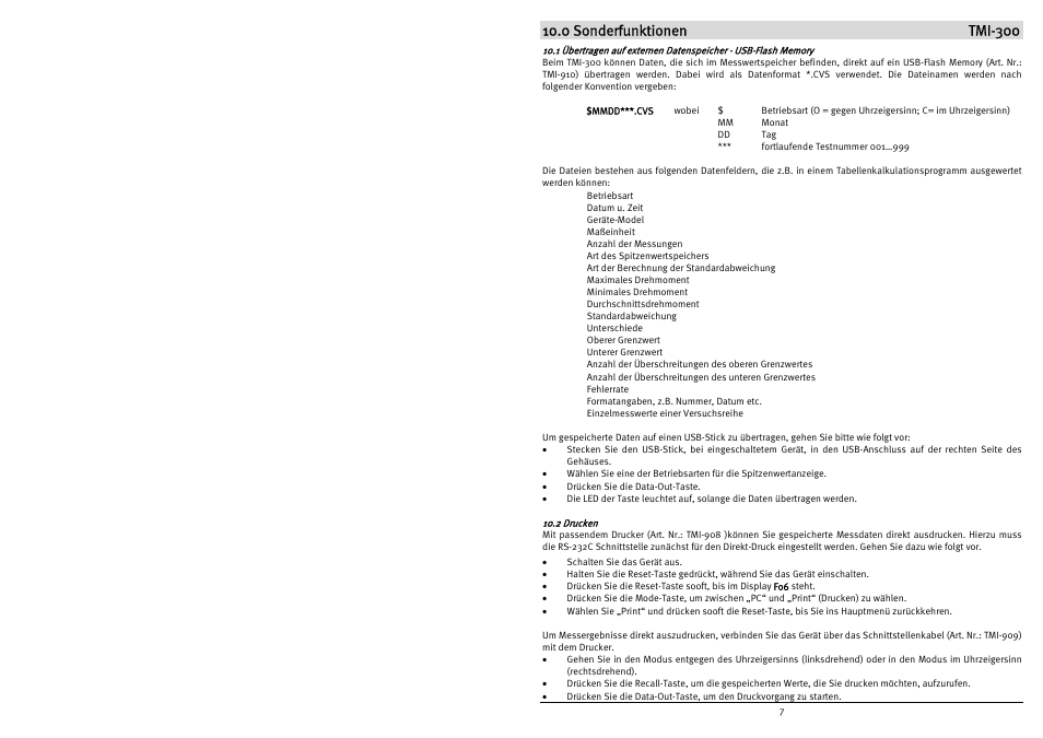 0 sonderfunktionen tmi-300 | Checkline TMI-300 User Manual | Page 9 / 56