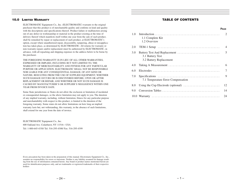 Checkline TEM-1 User Manual | 13 pages