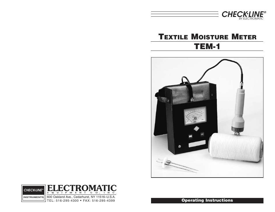 Electromatic, Tem-1, Check | Line, Extile, Oisture, Eter | Checkline TEM-1 User Manual | Page 13 / 13