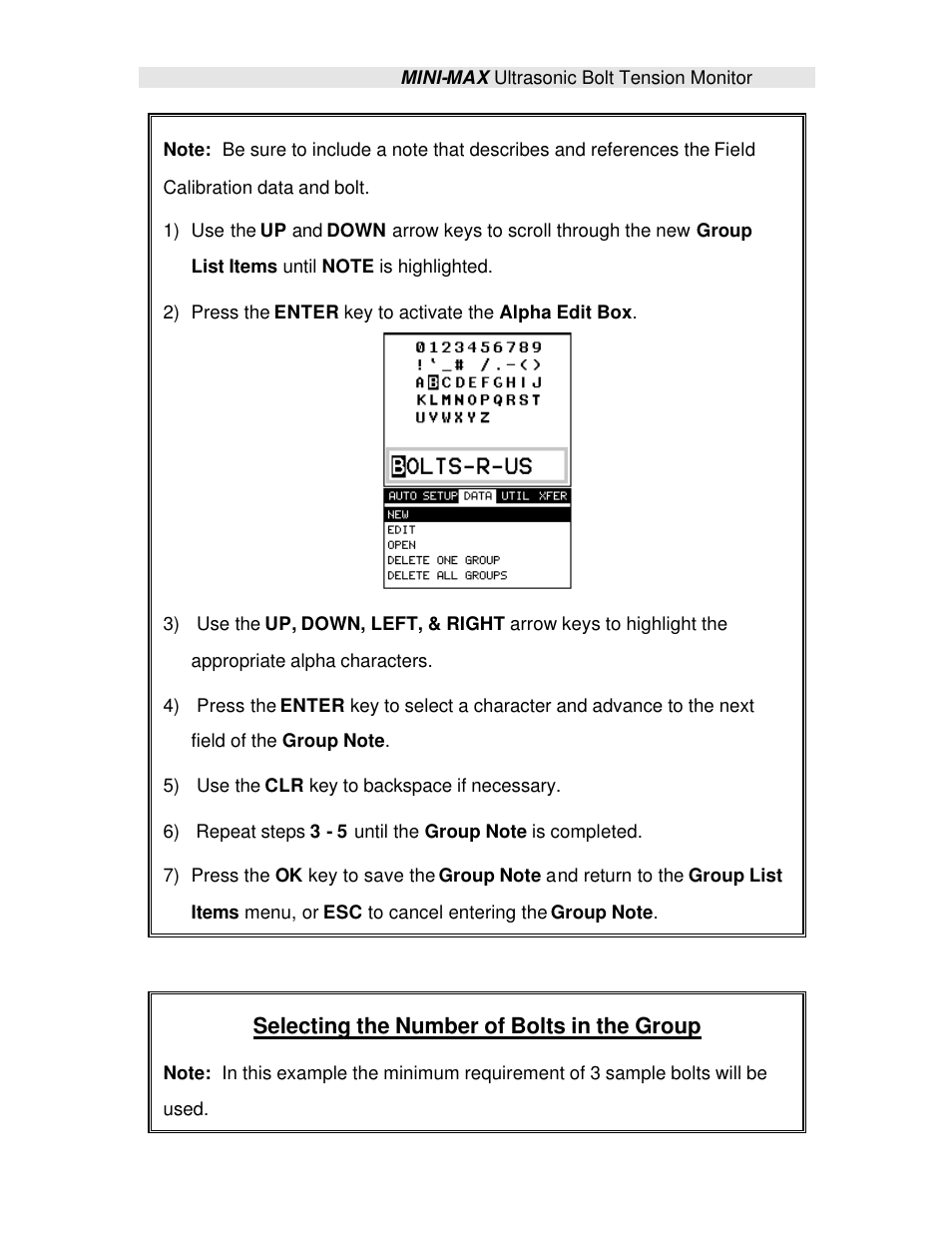 Selecting the number of bolts in the group | Checkline TI-MINIMAX User Manual | Page 109 / 181