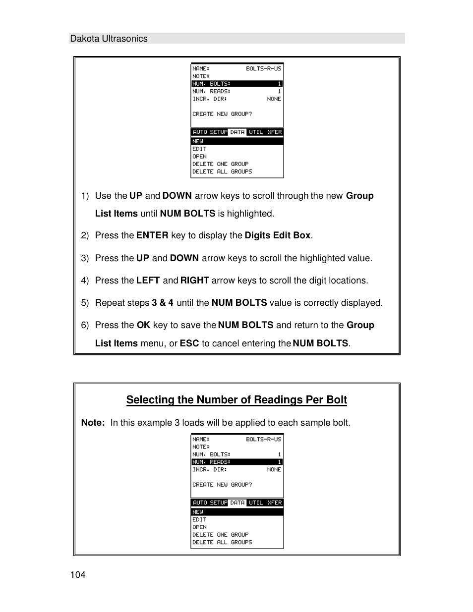 Selecting the number of readings per bolt | Checkline TI-MINIMAX User Manual | Page 110 / 181