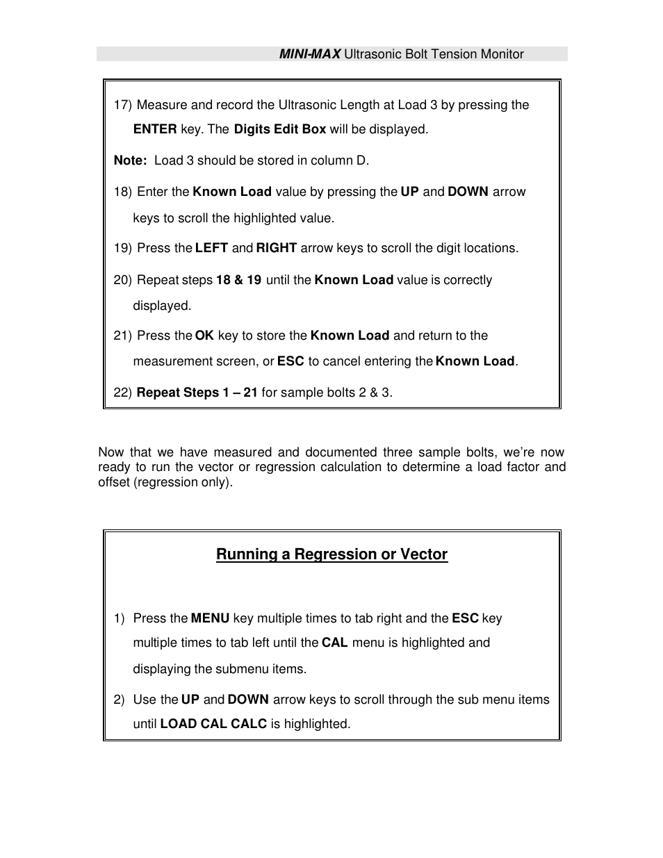 Running a regression or vector | Checkline TI-MINIMAX User Manual | Page 117 / 181