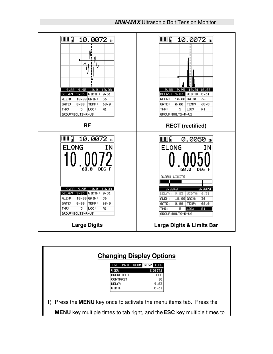 Changing display options | Checkline TI-MINIMAX User Manual | Page 121 / 181