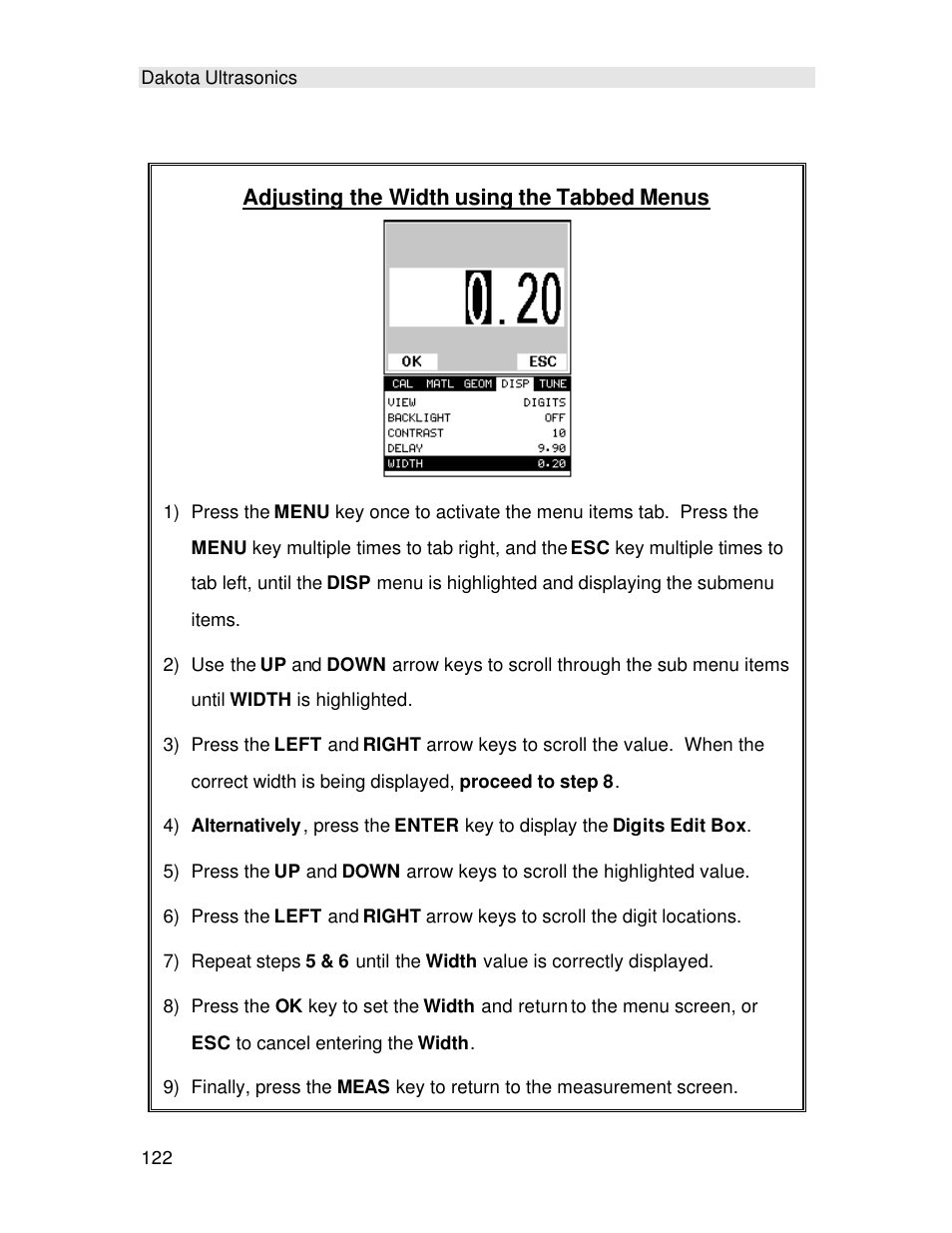 Adjusting the width using the tabbed menus | Checkline TI-MINIMAX User Manual | Page 128 / 181