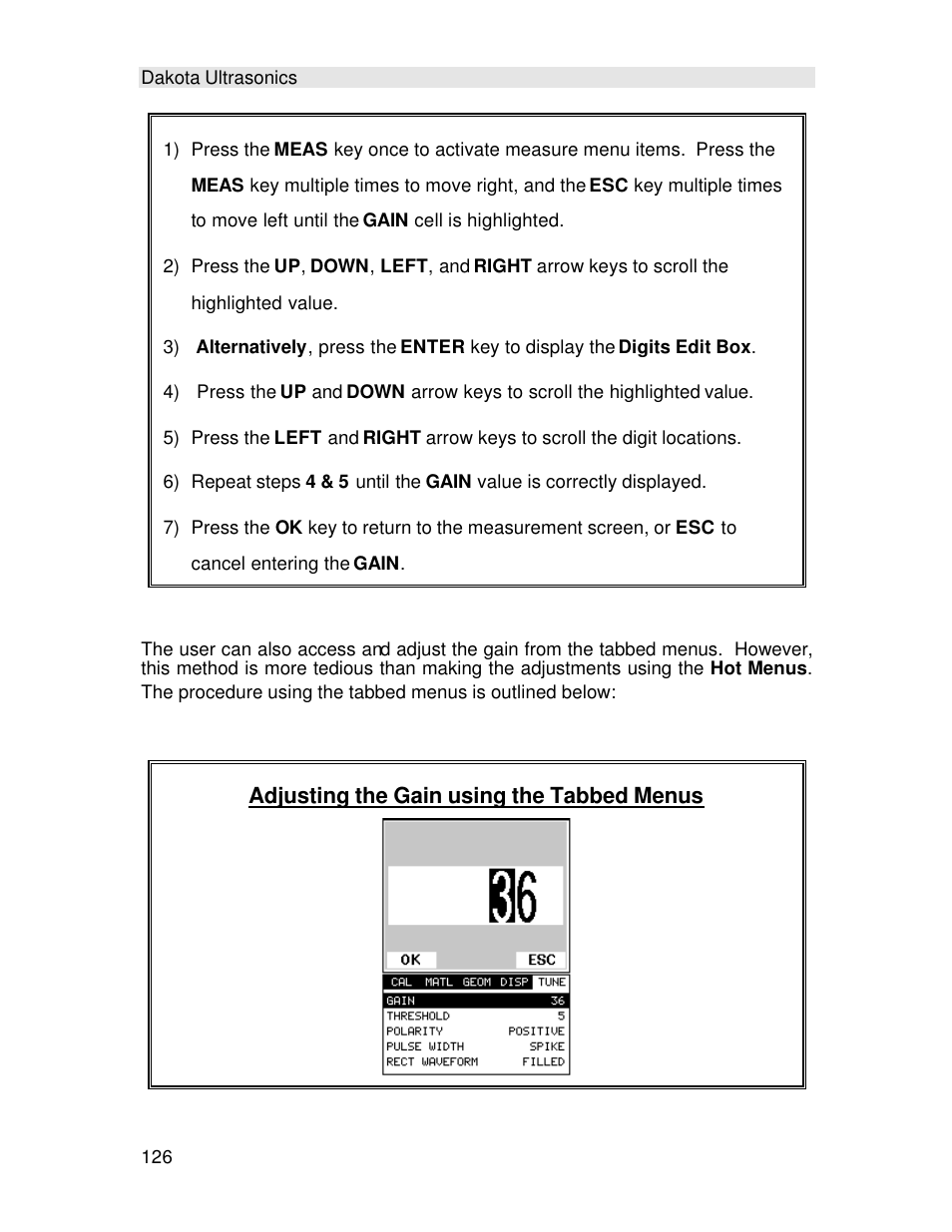 Adjusting the gain using the tabbed menus | Checkline TI-MINIMAX User Manual | Page 132 / 181