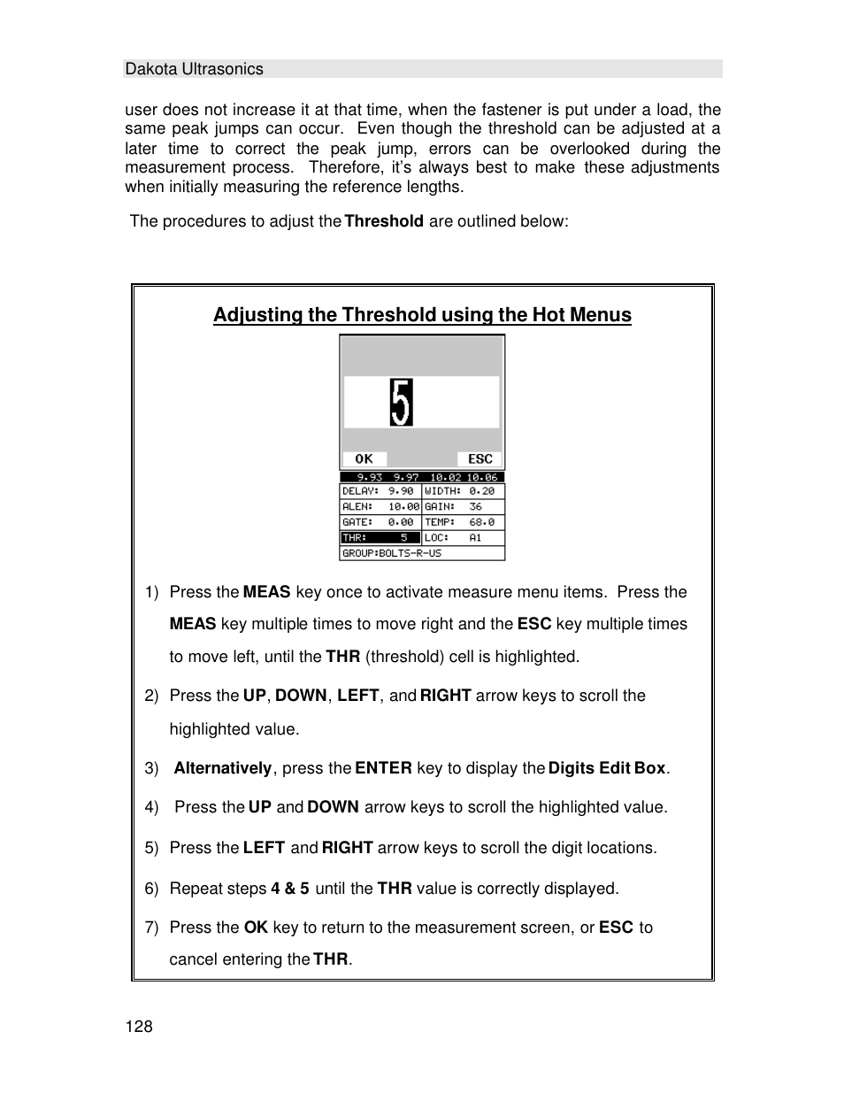 Adjusting the threshold using the hot menus | Checkline TI-MINIMAX User Manual | Page 134 / 181