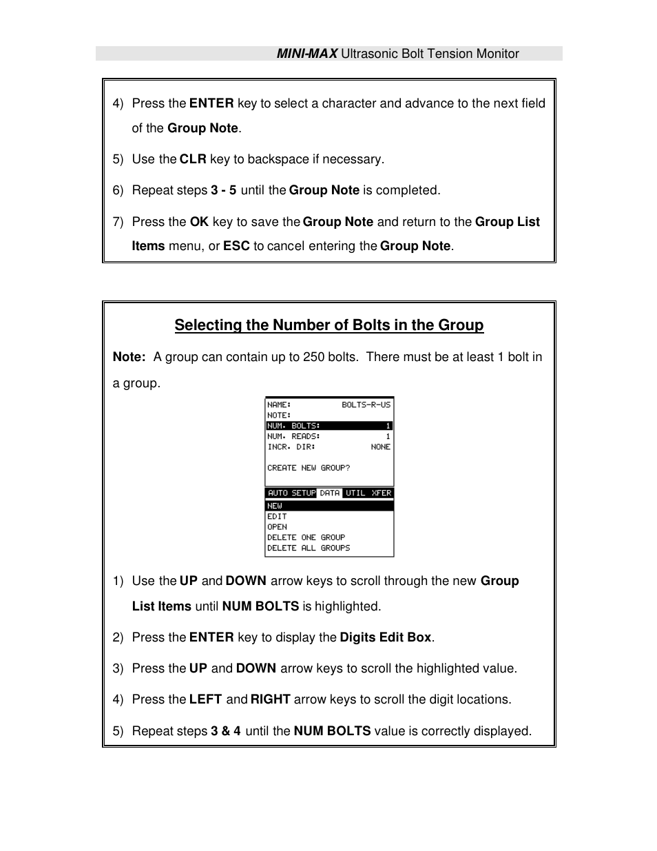 Selecting the number of bolts in the group | Checkline TI-MINIMAX User Manual | Page 15 / 181